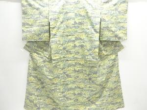 樹木風景模様織り出し手織り紬着物